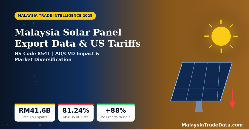 Malaysia Solar Panel Export Data 2025 HS Code 8541 US tariff impact infographic